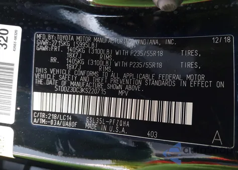 2019 Toyota Sienna Xle 7 Passenger from USA, damaged, VIN 5TDDZ3DC3KS220715